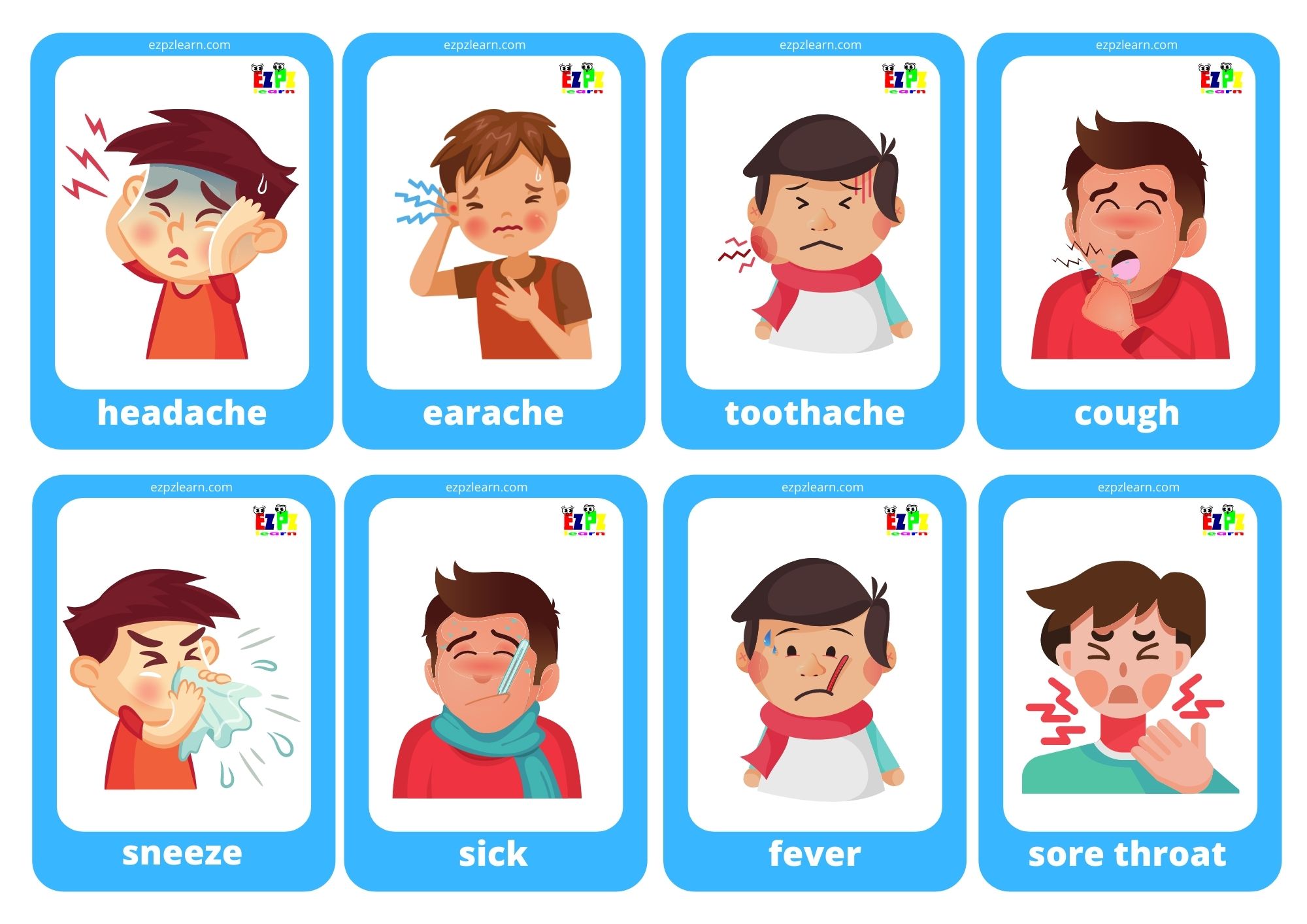 Health Problems Game Cards / Mini Flashcards